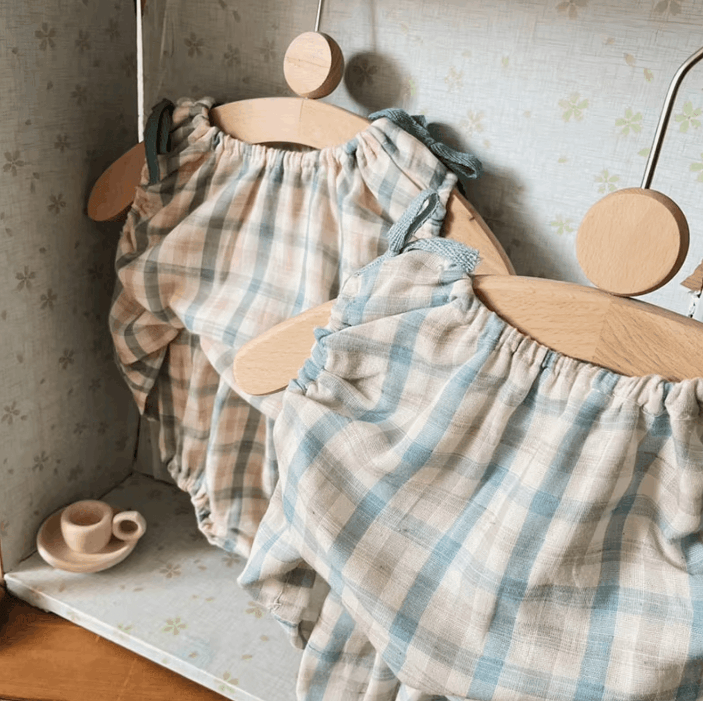 Korean-Style Plaid Two-Piece Set