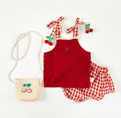 Cherry Red Plaid Set