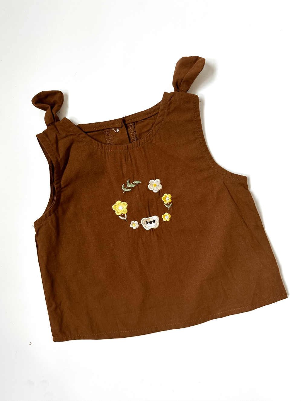 Sleeveless Ribbon Bear With Plaid Bloomer Set