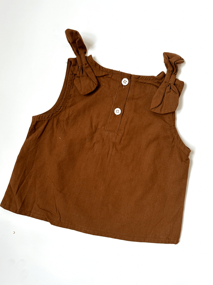 Sleeveless Ribbon Bear With Plaid Bloomer Set