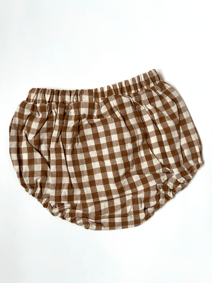 Sleeveless Ribbon Bear With Plaid Bloomer Set