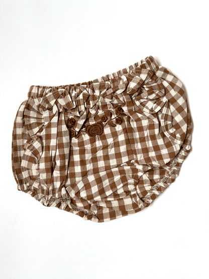 Sleeveless Ribbon Bear With Plaid Bloomer Set