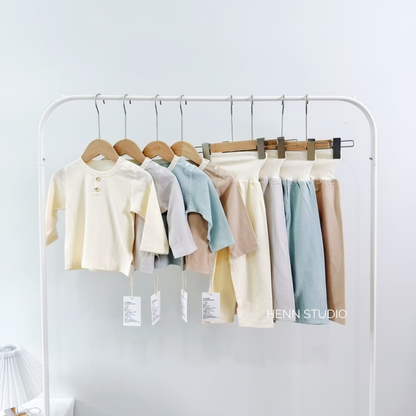 Soft Ribbed Cotton High-Waist Pyjamas Set