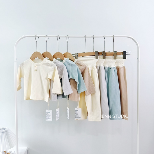 Soft Ribbed Cotton High-Waist Pyjamas Set