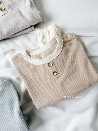 Soft Ribbed Cotton High-Waist Pyjamas Set