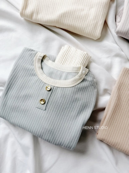 Soft Ribbed Cotton High-Waist Pyjamas Set