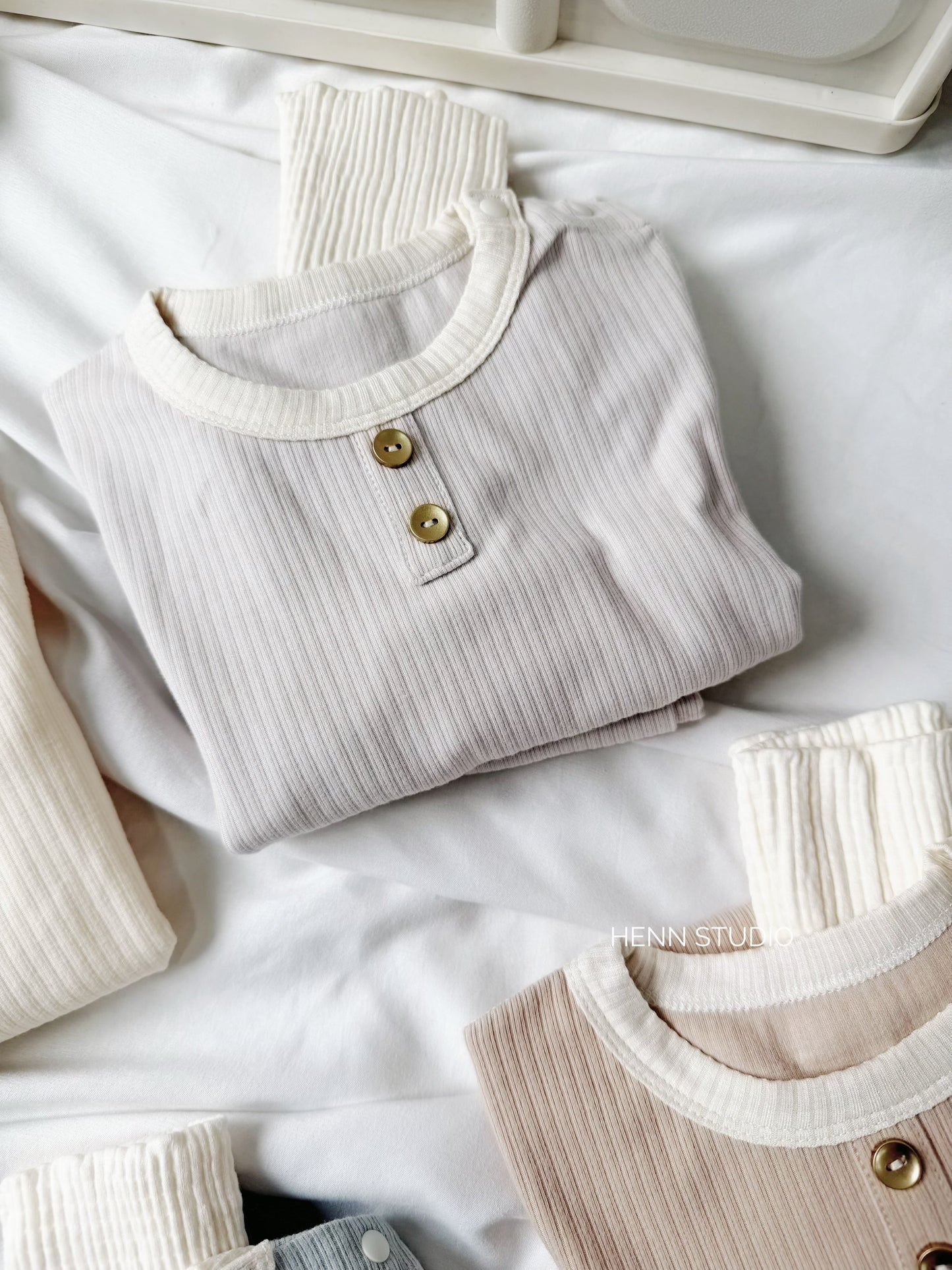 Soft Ribbed Cotton High-Waist Pyjamas Set
