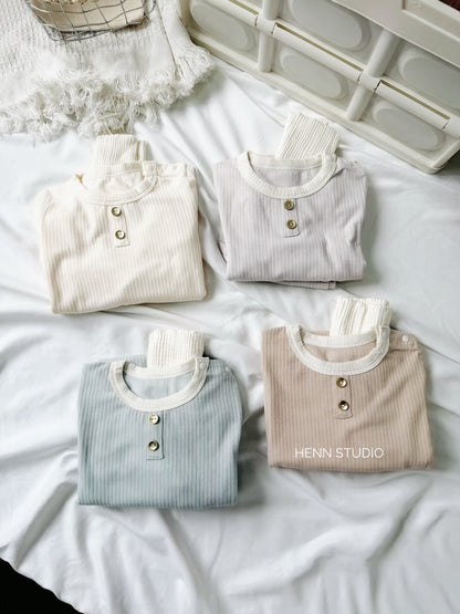 Soft Ribbed Cotton High-Waist Pyjamas Set