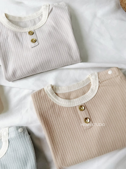 Soft Ribbed Cotton High-Waist Pyjamas Set