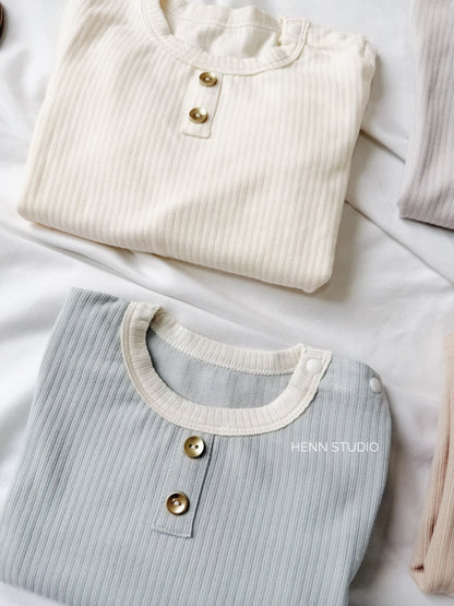 Soft Ribbed Cotton High-Waist Pyjamas Set