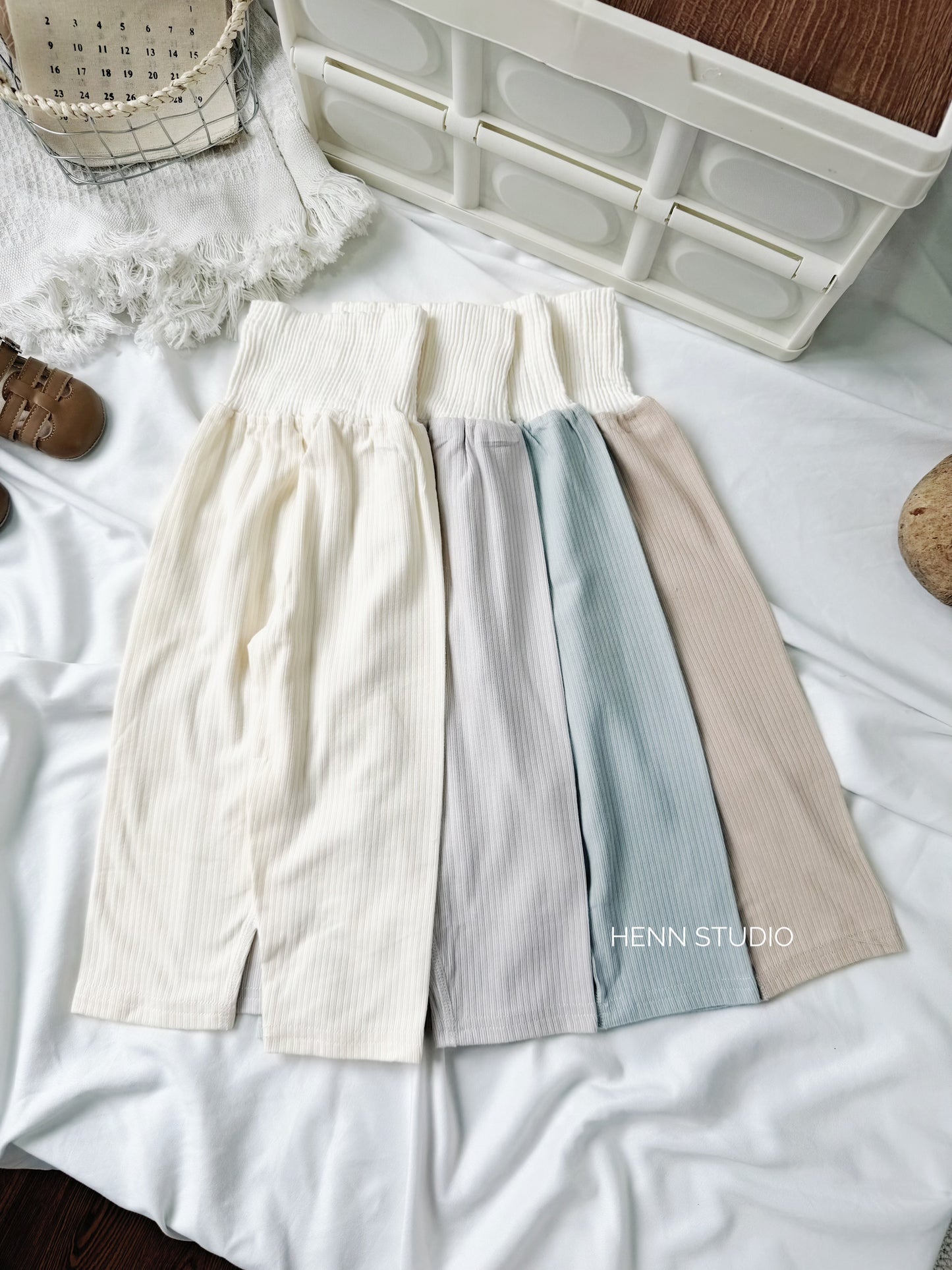Soft Ribbed Cotton High-Waist Pyjamas Set