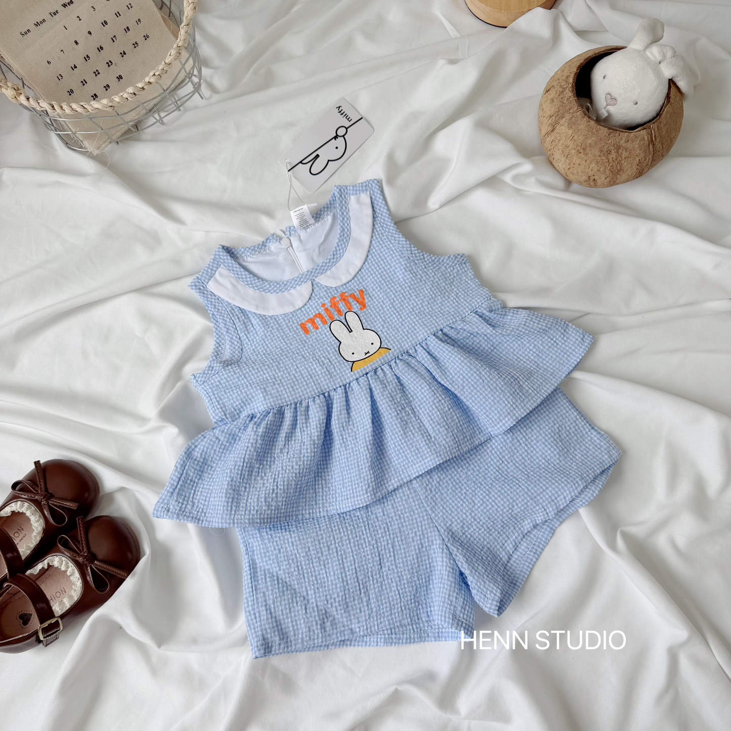 🇯🇵 Miffy Blue Gingham Peplum Set
