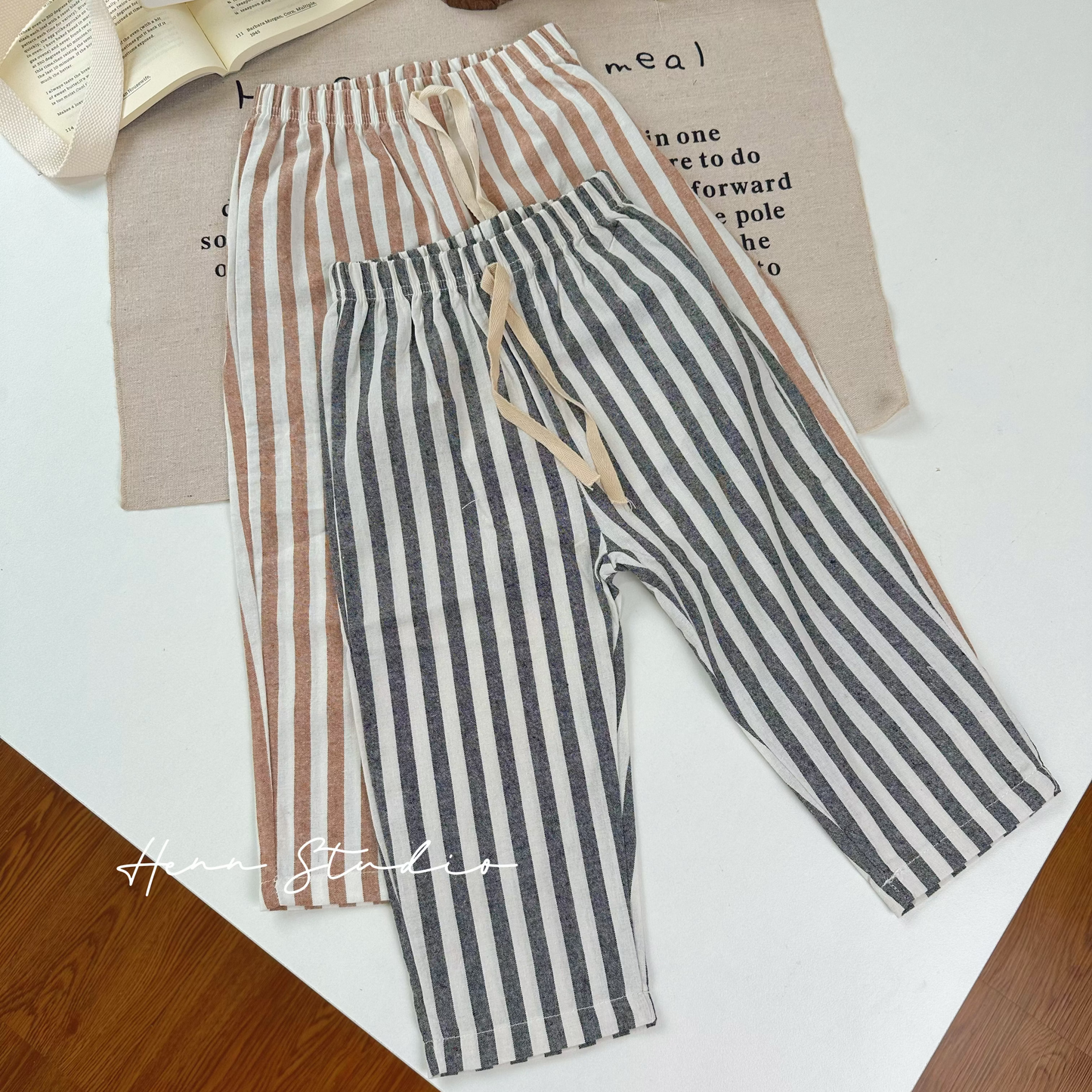 Minimalist Striped Cotton Pants