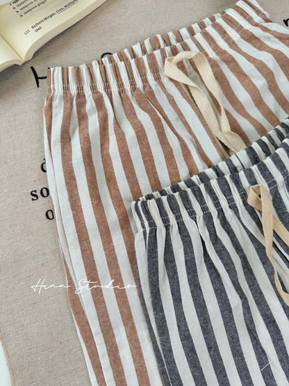 Minimalist Striped Cotton Pants