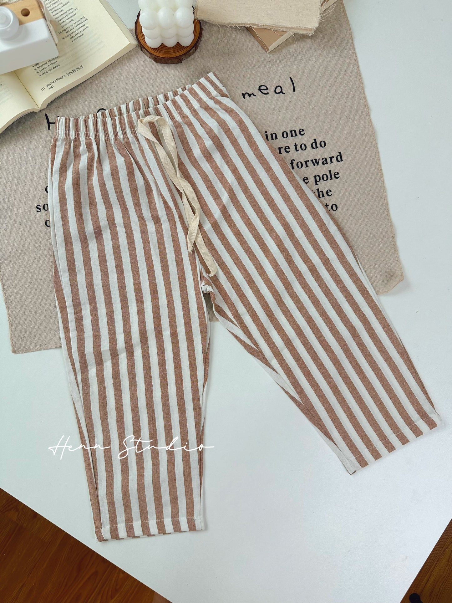 Minimalist Striped Cotton Pants