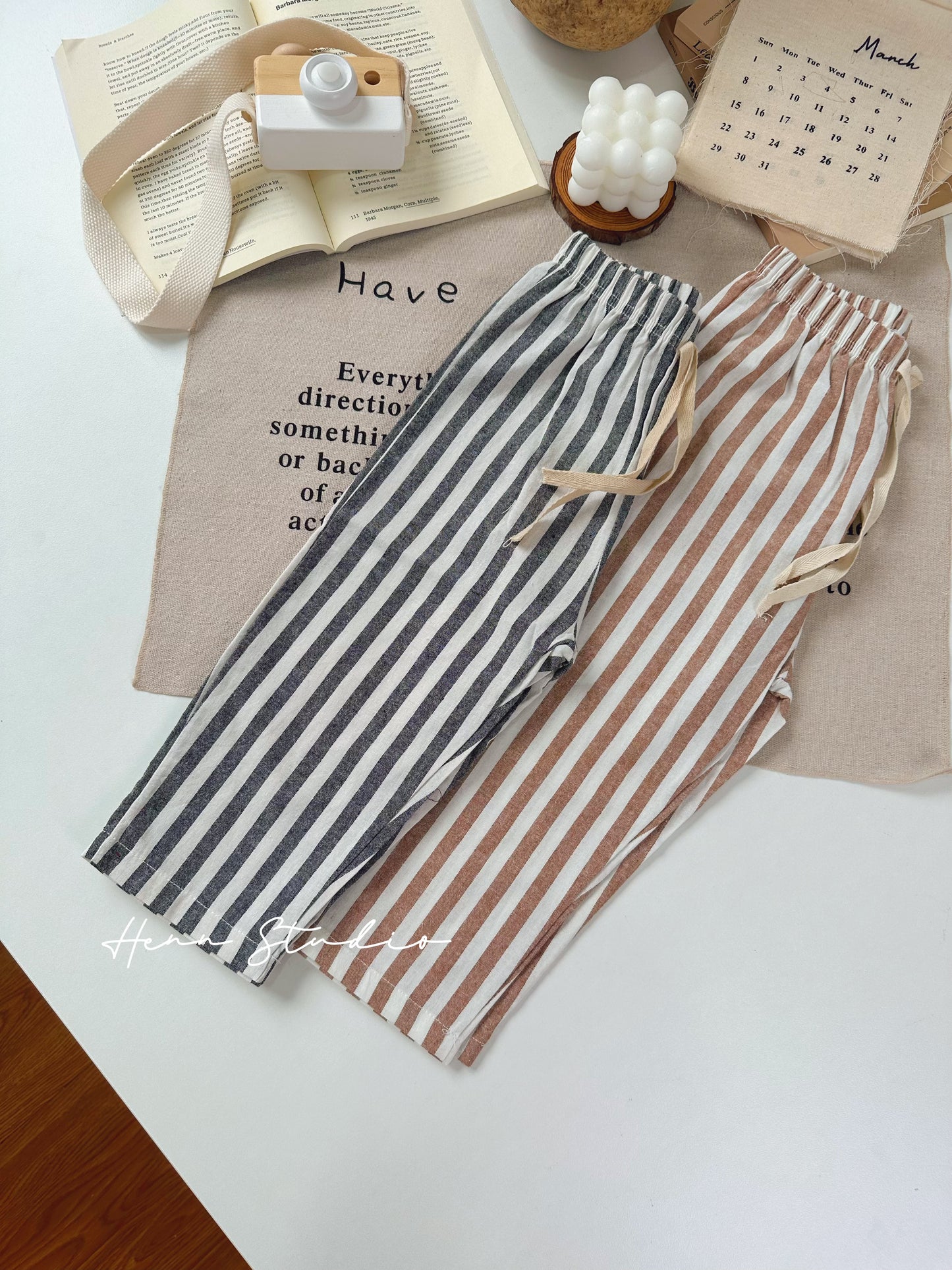 Minimalist Striped Cotton Pants