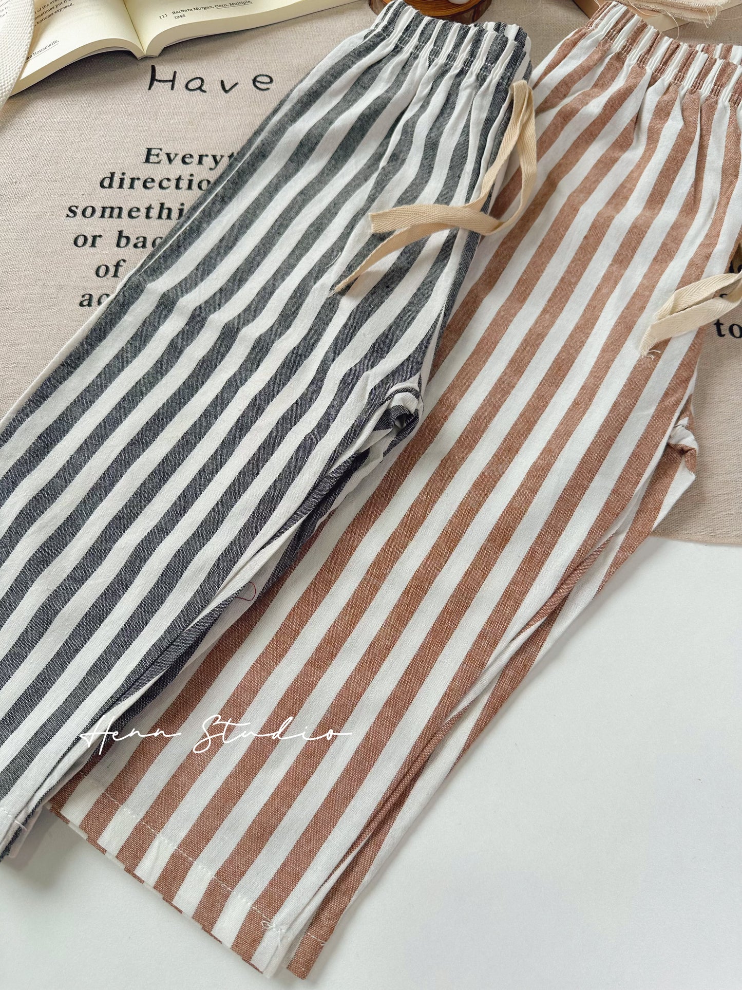 Minimalist Striped Cotton Pants