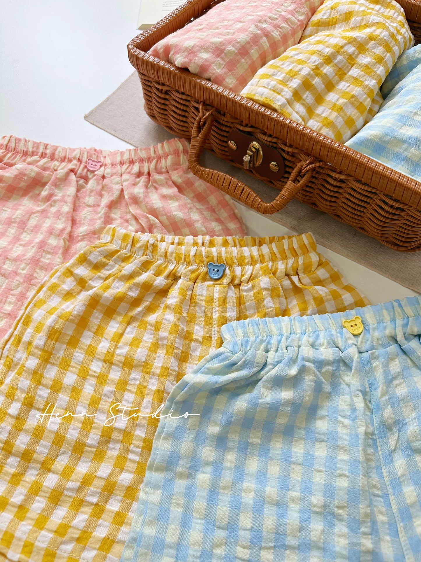 Airy Cotton Family Check Shorts