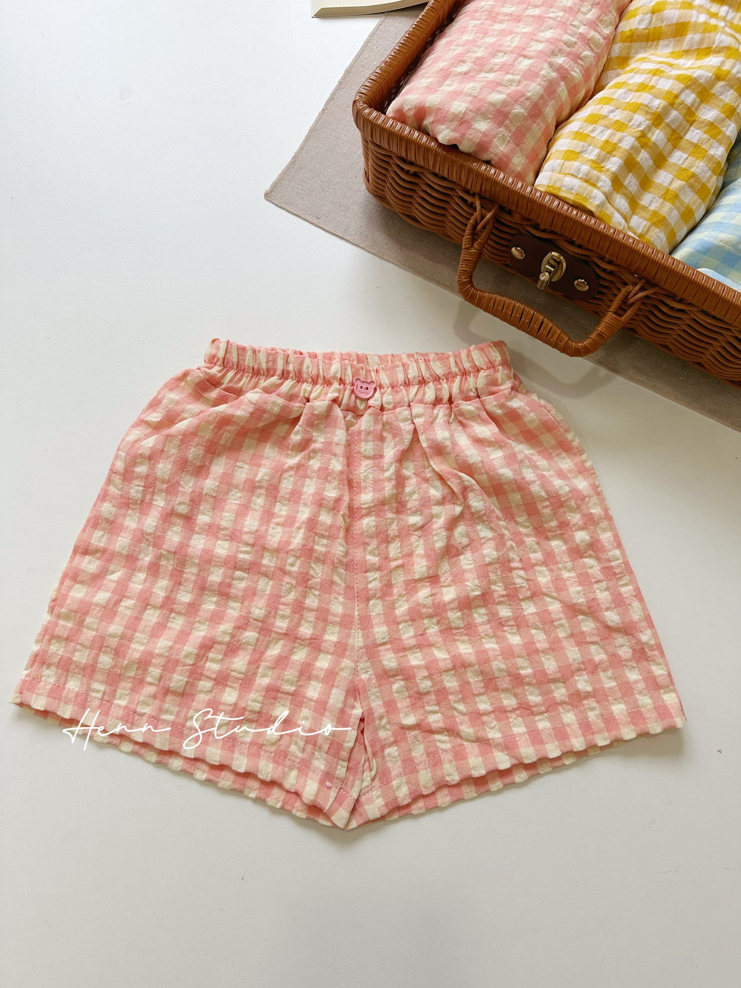 Airy Cotton Family Check Shorts