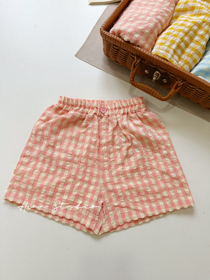 Airy Cotton Family Check Shorts