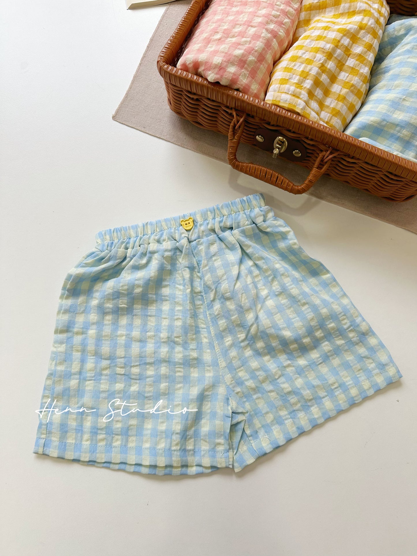 Airy Cotton Family Check Shorts