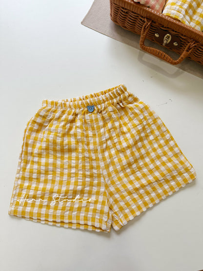 Airy Cotton Family Check Shorts