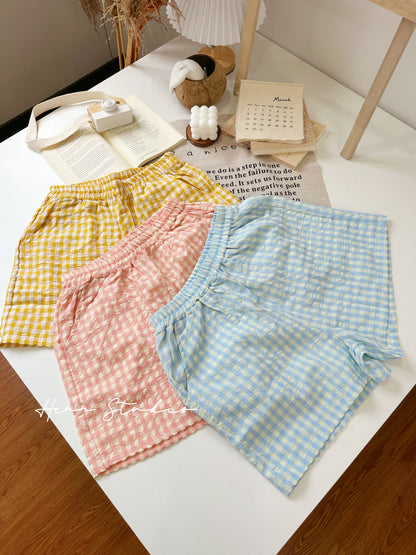 Airy Cotton Family Check Shorts