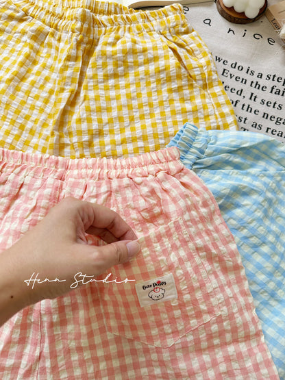Airy Cotton Family Check Shorts