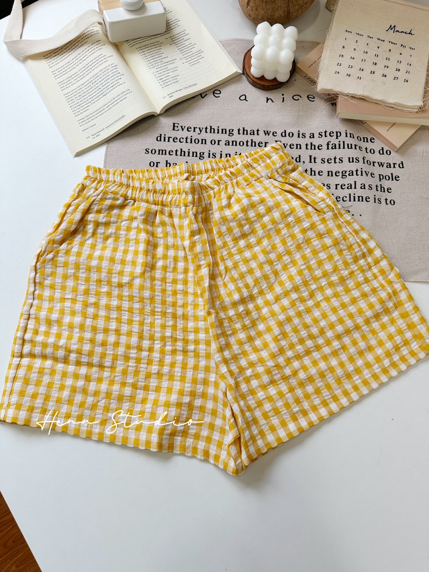 Airy Cotton Family Check Shorts