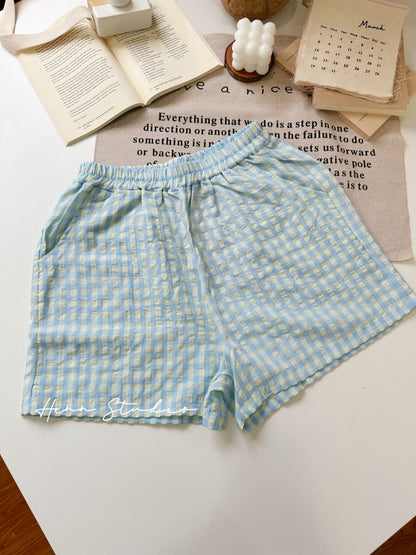 Airy Cotton Family Check Shorts