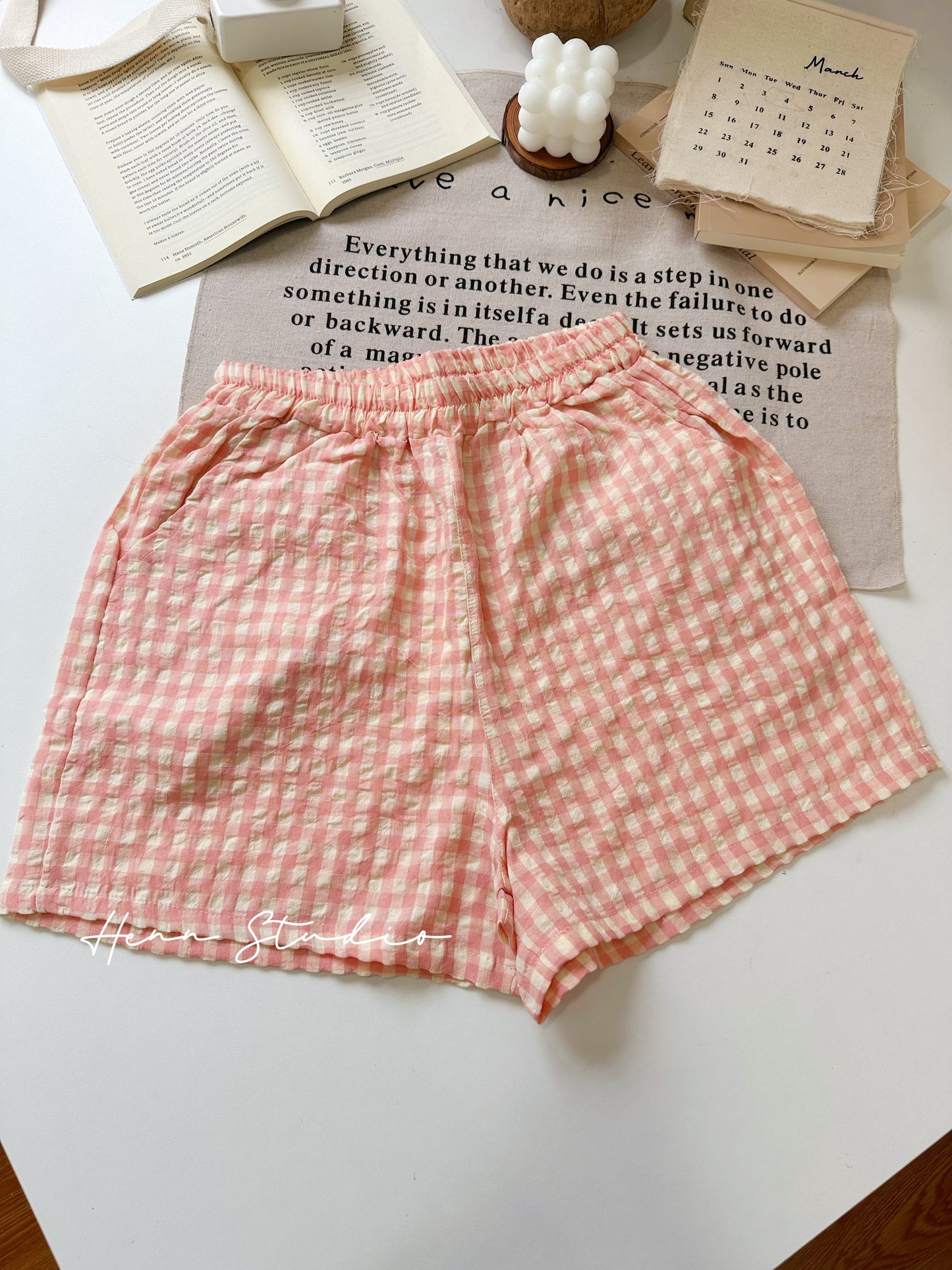 Airy Cotton Family Check Shorts