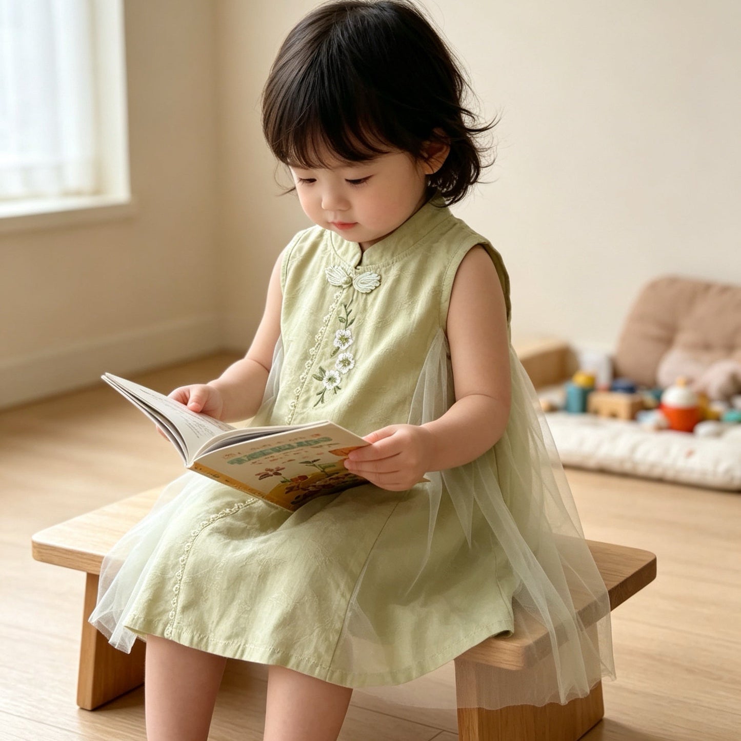 Sage Blossom Dress (Last Size: 80/90)