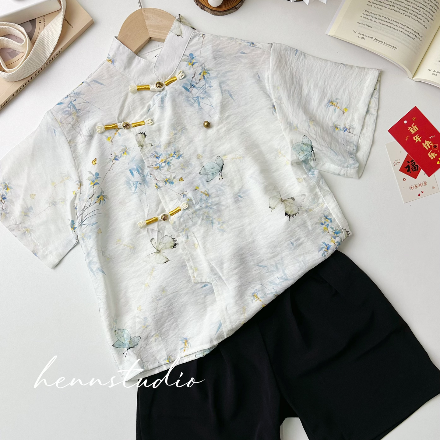 Preorder - Charming Ivory Butterfly Cheongsam 612 (FREE pendant)