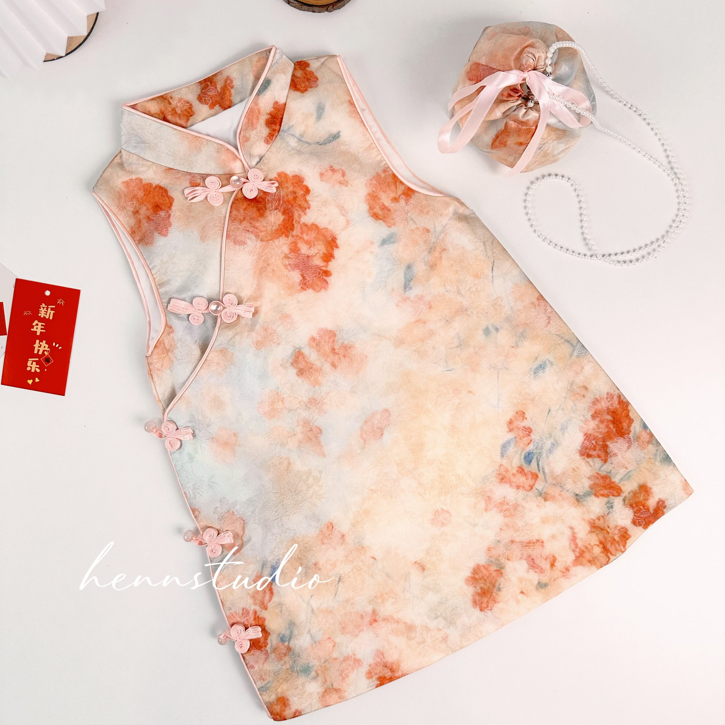 Preorder - Peach Blossom Cheongsam 704 (FREE mini bag)