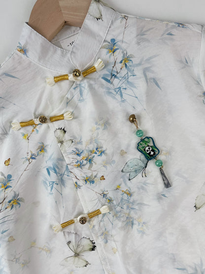 Preorder - Charming Ivory Butterfly Cheongsam 612 (FREE pendant)