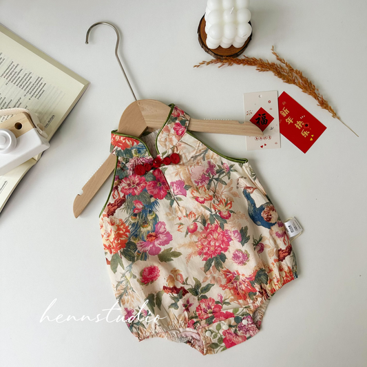 Ready Stock - Floral Cheongsam Romper