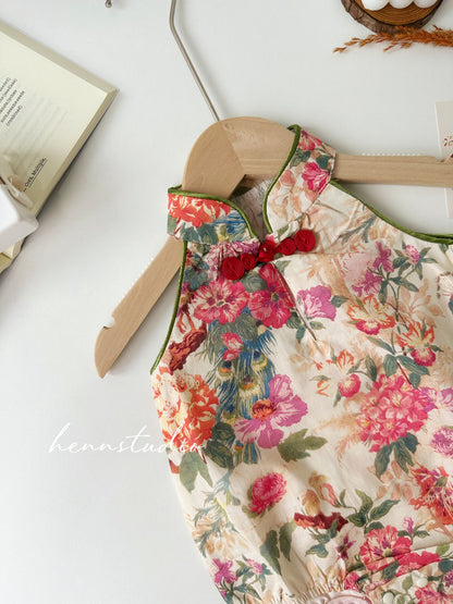 Ready Stock - Floral Cheongsam Romper