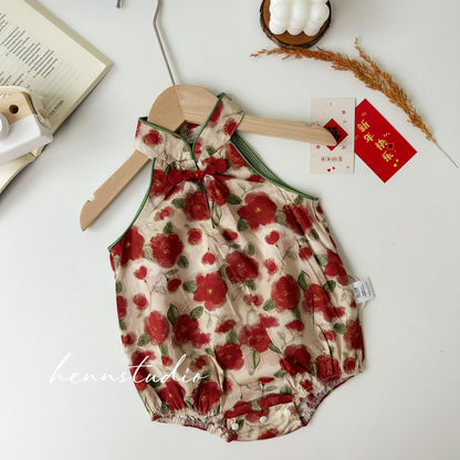 Ready Stock - Spring Bloom Cheongsam Romper