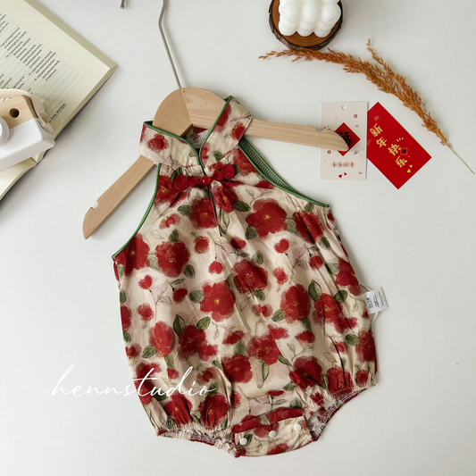 Ready Stock - Spring Bloom Cheongsam Romper