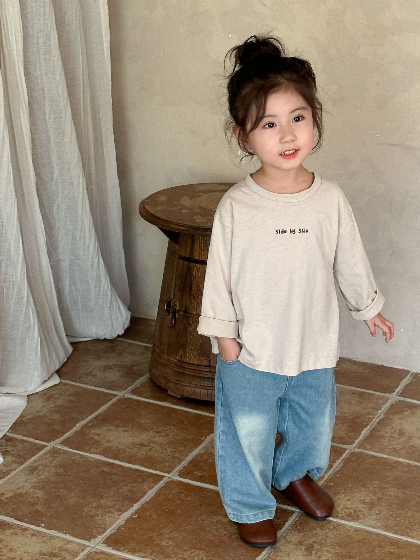 Side by Side Long Sleeves Cotton Shirt